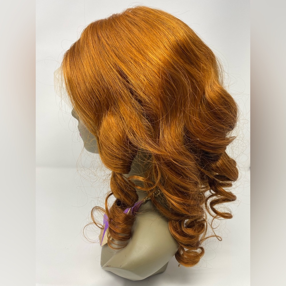 200% Density Orange Ginger Colored 13x6 HD Human Hair Lace Wig in 16 Inches